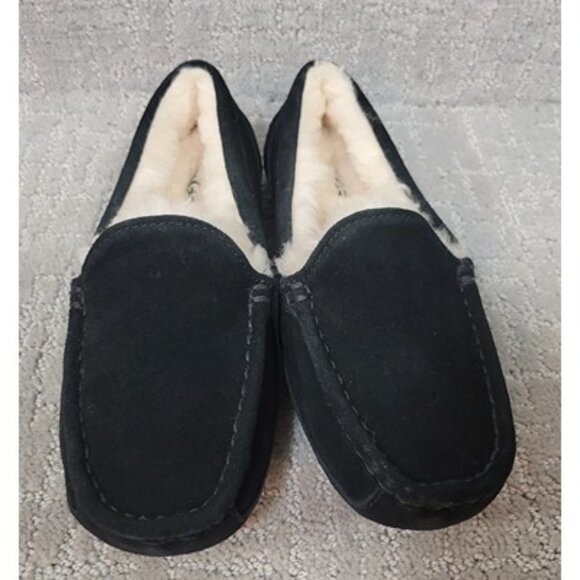 Ugg Womens Size 4MBlack Suede Slip On Flat Shearling Loafer Shoes.NEW - Picture 5 of 12